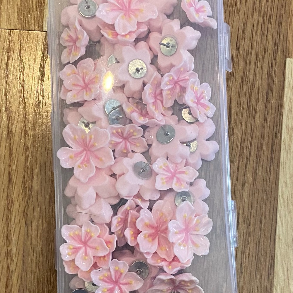 Pink Cherry Blossom Push Pins New - Picture 3 of 5